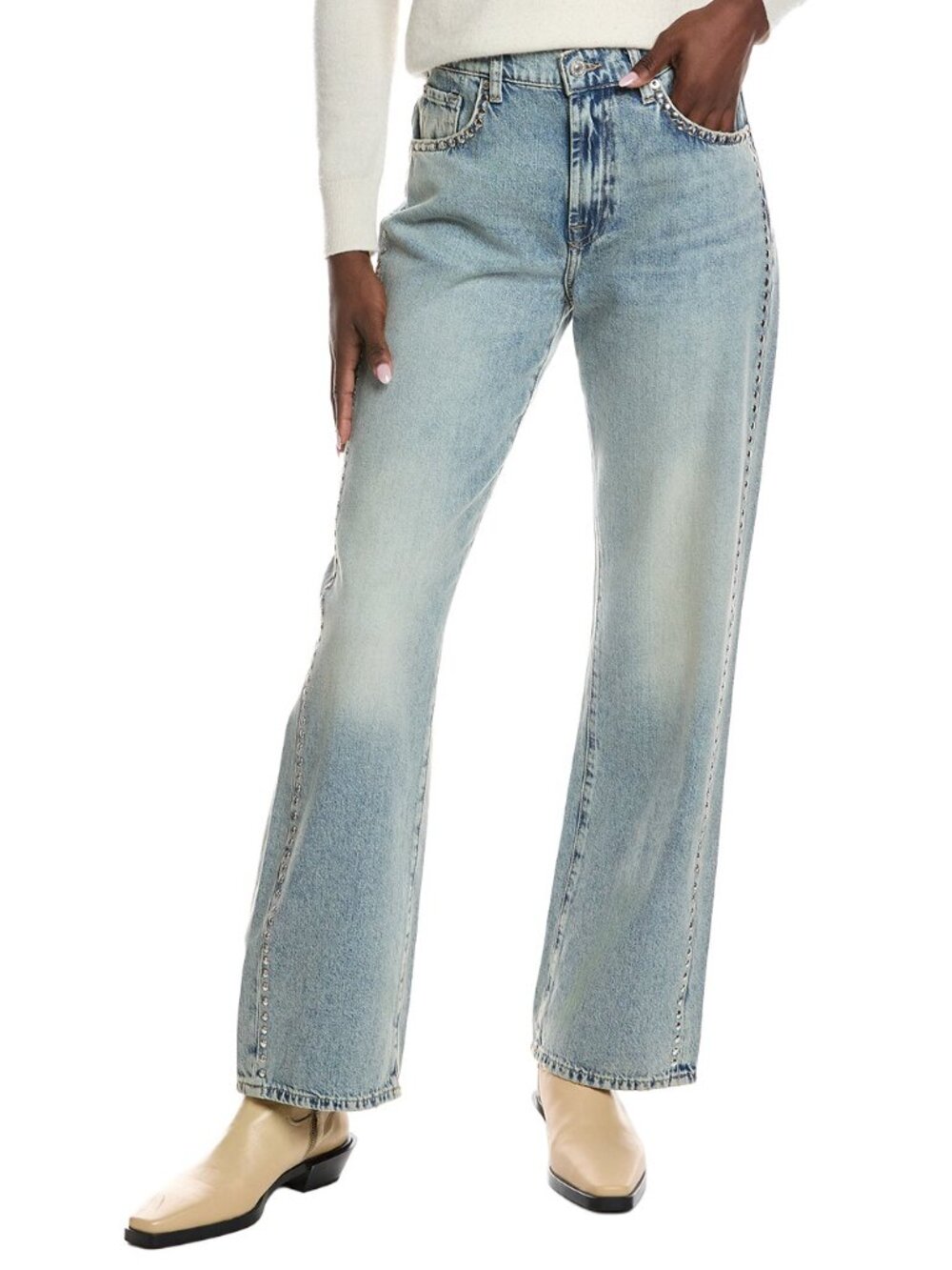 7 For All Mankind Studded Tess Denim Trouser- Cassidy 26